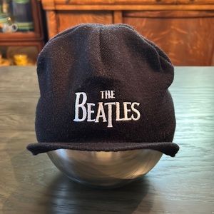 Beatles Black Knit Cap Beanie with Stiff Brim and Embroidered Beatles Logo 2007